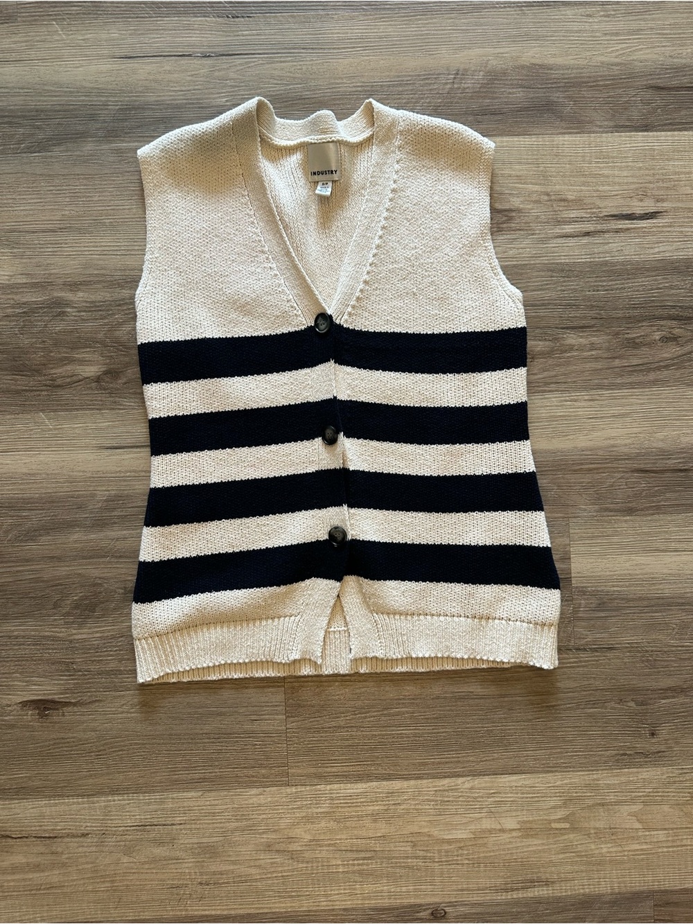 Industry Cream and Black Striped Knit Vest Sweater